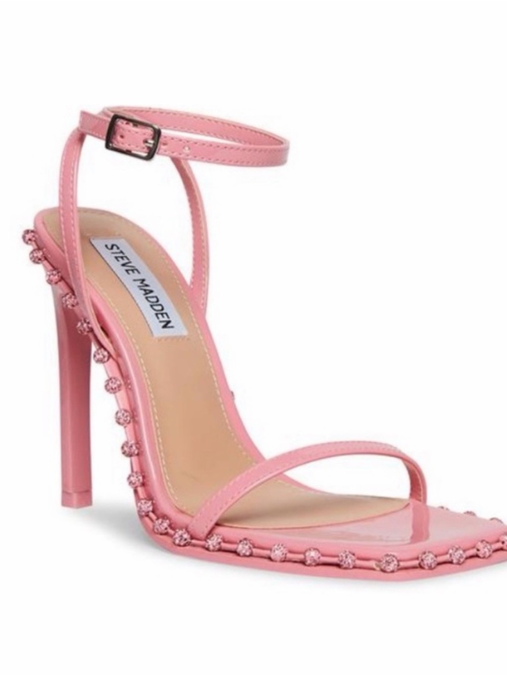 NEW Steve Madden Pink Embellished Ankle-Strap Stiletto Sandals SIZE 8.5
